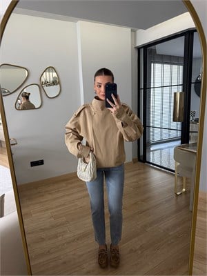 Bellacia Camel Su Geçimeyen Bomber Ceket 