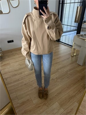 Bellacia Camel Su Geçimeyen Bomber Ceket 