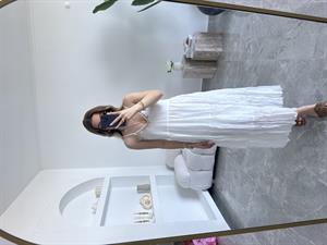 Beyaz Deniz Kabuğu İşlemeli Rustik Elbise