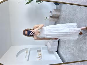 Beyaz Deniz Kabuğu İşlemeli Rustik Elbise