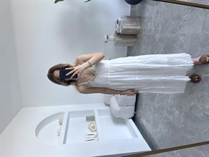 Beyaz Deniz Kabuğu İşlemeli Rustik Elbise