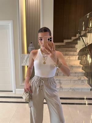 Beyaz DLV Halter Yaka Atlet