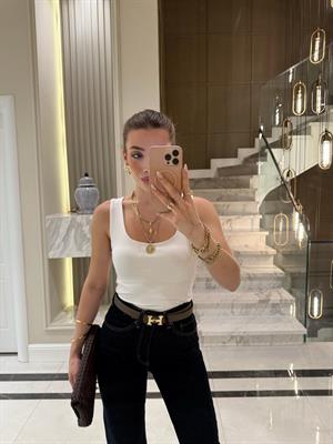 Beyaz DLV Kalın Askılı Poliamid Atlet -20977