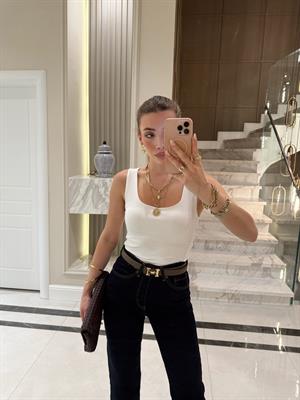 Beyaz DLV Kalın Askılı Poliamid Atlet -20977