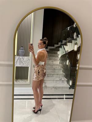 Beyaz Halter Yaka Saten Bluz