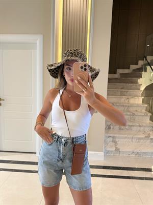 Beyaz Halter Yaka Top -31753