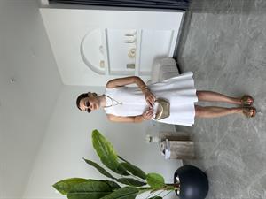 Beyaz Ham Keten Sıfır Kol Elbise