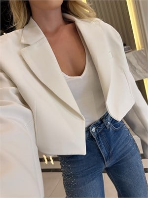 Beyaz Kısa Ceket-9704