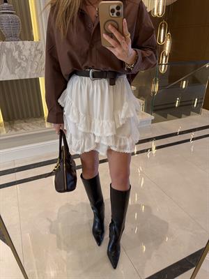 Beyaz Mini Şort Etek -241039