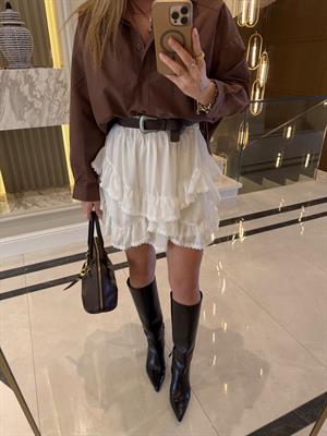 Beyaz Mini Şort Etek -241039