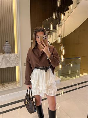 Beyaz Mini Şort Etek -241039