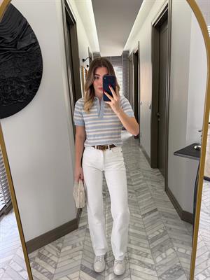 Beyaz Orjinal Marka Straight Jean