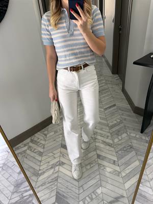 Beyaz Orjinal Marka Straight Jean