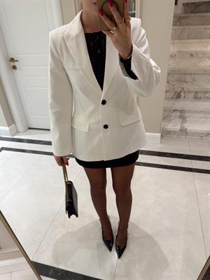 Beyaz Pensli Cristi Blazer Ceket