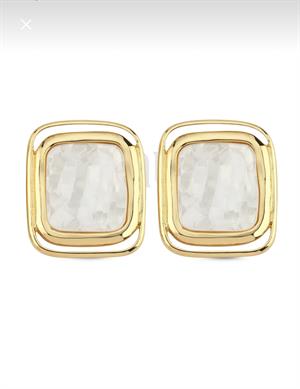 Beyaz Sedefli Kare Marka Model Küpe