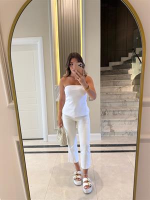 Beyaz Straplez Top -31860