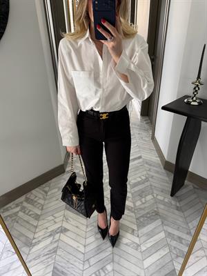 Beyaz Vatkalı Poplin Gömlek-1008