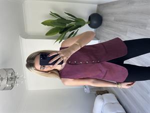 Bordo Astarlı Süet Yelek