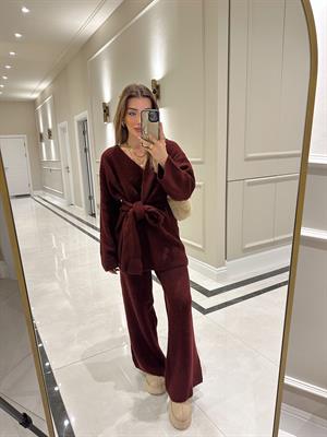 Bordo  Bağlamalı İkili Triko Takım 1051