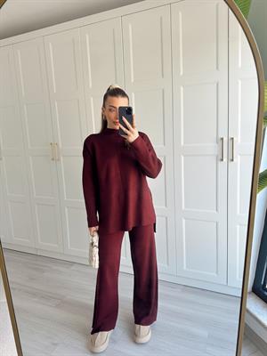 Bordo Dik Yaka Triko Takım 20025