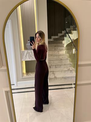 Bordo Gold Düğmeli Pileli Palazzo Pantolon 51078
