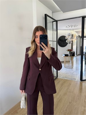 Bordo Gold Düğmeli Takım -9031