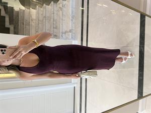 Bordo Halter Yaka Midi Elbise-91476