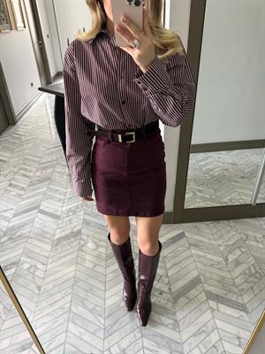 Bordo Kemerli Etek-37073