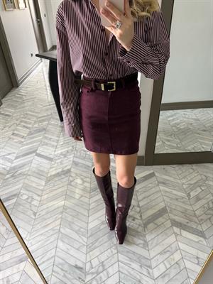 Bordo Kemerli Etek-37073