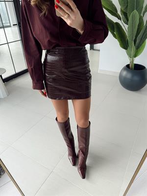 Bordo Krokodil Deri Etek 