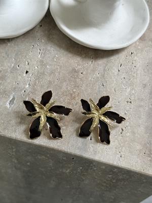 Bordo Mineli Çiçek Küpe