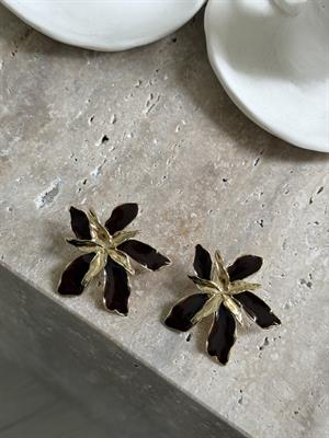 Bordo Mineli Çiçek Küpe