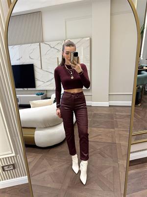 Bordo Orj Zr Mum Paçası Dikişli Jean 
