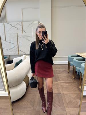 Bordo Orj Zr Şort Etek 