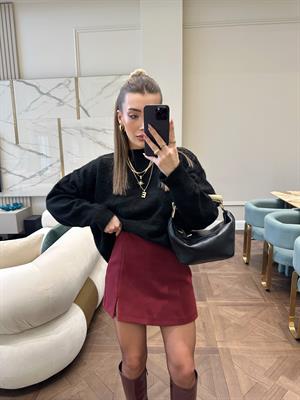 Bordo Orj Zr Şort Etek 