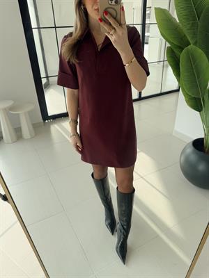 Bordo Polo Yaka Elbise - 90912