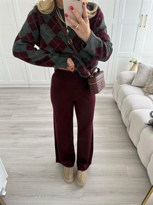 Bordo Triko Pantolon-5254