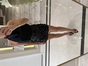 Siyah Pul Payet Mini Etek