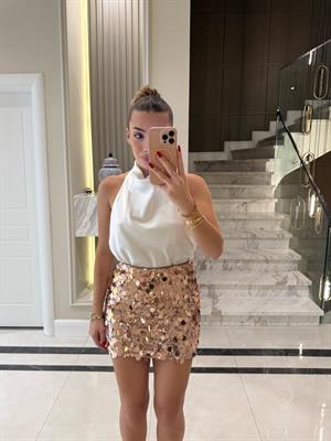 Bronz Pul Payet Mini Etek