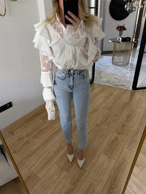 Buz Mavi Kesik Paçalı Boy Fit Jean -1960