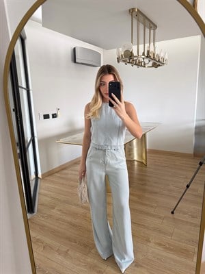 Buz Mavi Orjinal Marka Sıfır Kol İkili Takım