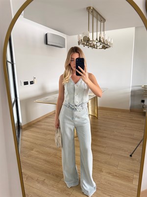 Buz Mavi Yelek Pantolon İkili Takım-8288