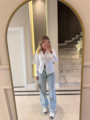 Buz Mavi Yıkamalı Taşlı Jean 