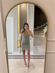 Çağla Yeşil Halter Yaka Mini Elbise-91508