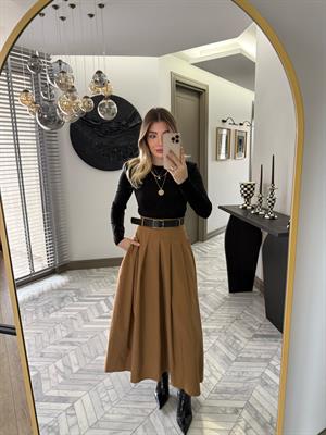 Camel Kemer Detaylı Elbise-37022