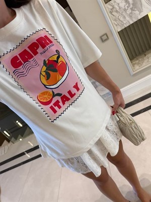 Capri İtaly Baskılı Basic Tşört