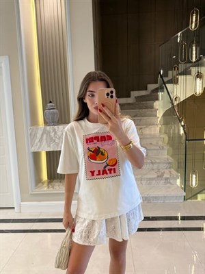 Capri İtaly Baskılı Basic Tşört