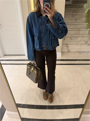 Cep Detaylı Denim Ceket