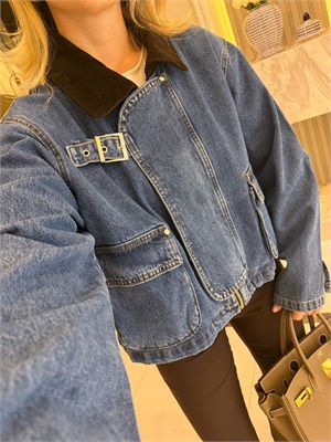 Cep Detaylı Denim Ceket