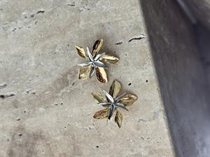 Çift Renk Çelik Çiçek Küpe